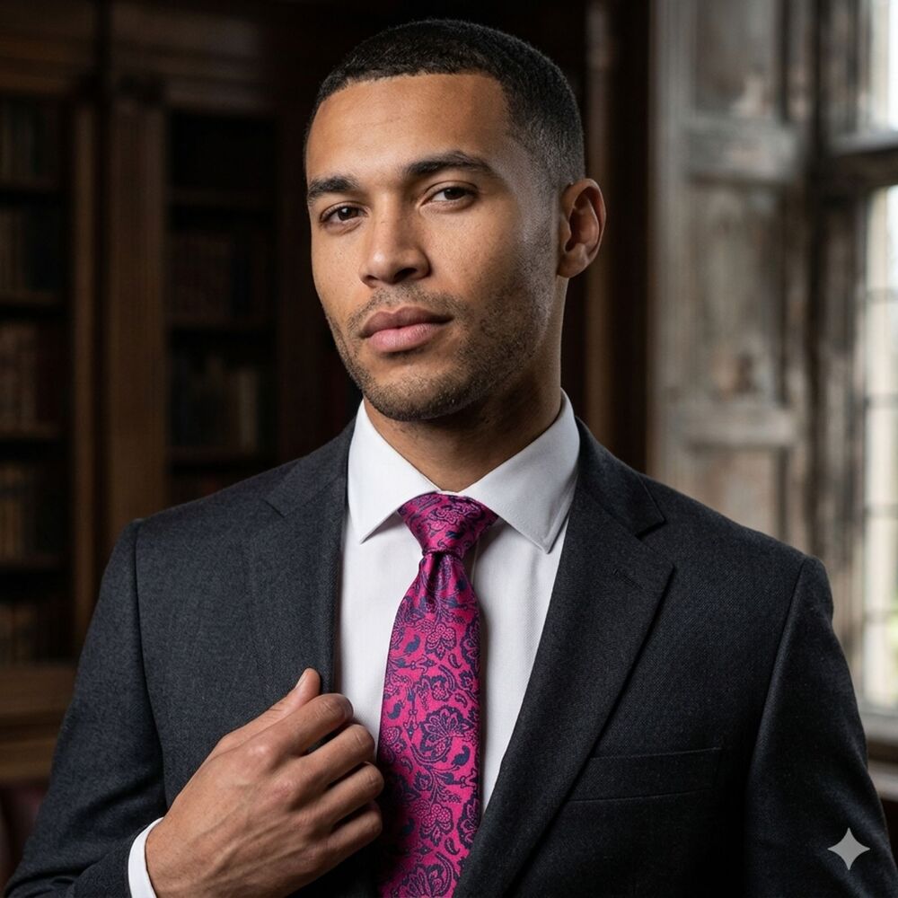 Scott Allan Men's Pink and Navy Blue Floral Tie Great Gift